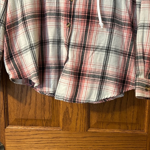 Plaid Button-Up Hoodie Shirt - Picture 6 of 7
